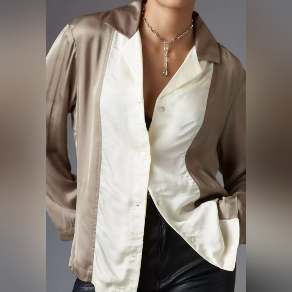 NWT DONNI X Madewell Silky Two-Tone Bowling Shirt
